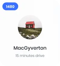 a rounded square card with example information for a venue